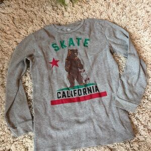 Old Navy Gray Skate Bear Long Sleeve Tee
